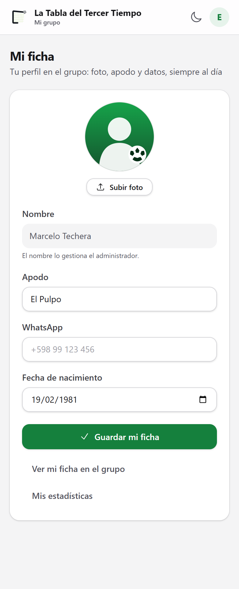 Tocá «Subir foto»