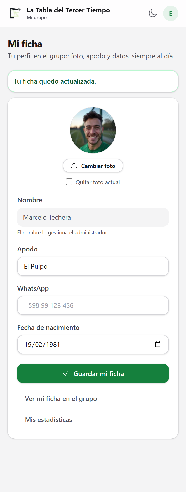 Tocá «Guardar mi ficha»