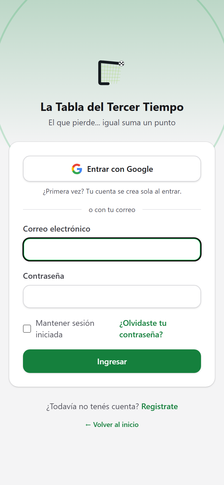 Tocá «Crear cuenta»