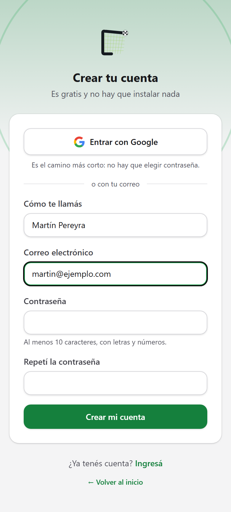 Camino B · Completá tus datos